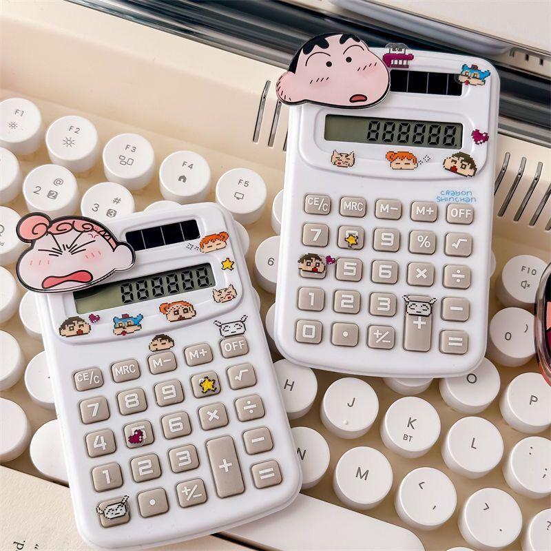 Novas Figuras de Anime Crayon Shin-Chan Desenho Animado Calculadora de Bolso Portátil Mini Computador Para Exames Estudantes E Estudo Silencioso Presente
