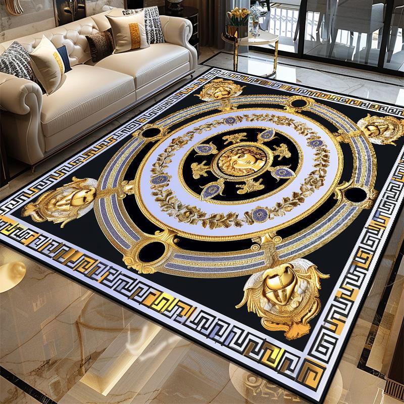Luxusní Evropská Dekorace Domova Koberec Luxusní Zlaté Velké Koberce do Obývacího Pokoje Hala Senior Vily Podložka pod Konferenční Stolky Pratelný