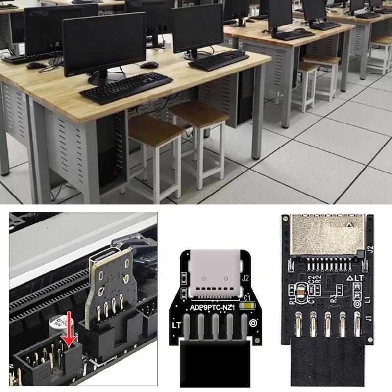 Fast Speed USB 2.0 to Type C/TypeE Internal Motherboard Adapter, 9pin Front Panel Header Fast Data Transfer