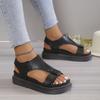 Thick-soled Large-size Hollow Sandals Casual Solid Color Velcro Fish Mouth Shoes Size 35-43
