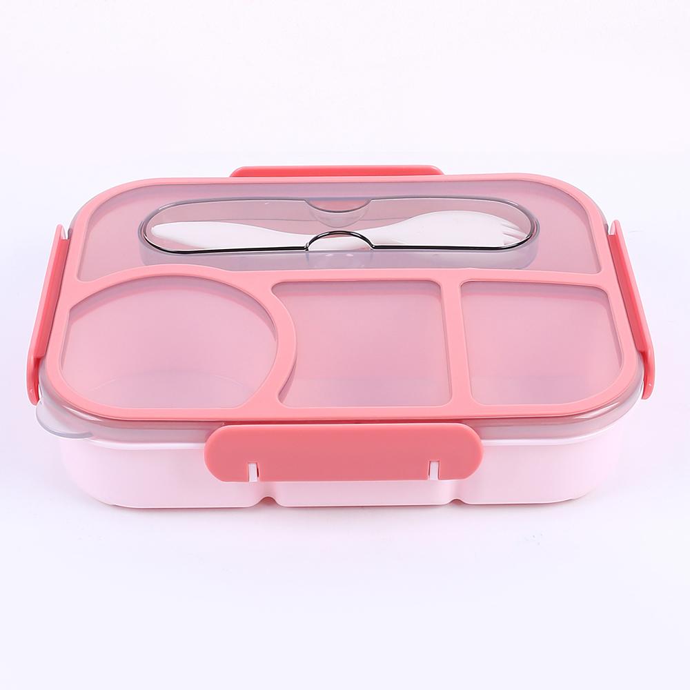 Lunch Box Bento Box 4 Compartment with Utensils Leakproof Portable Food Storage Snack Container for Work Home