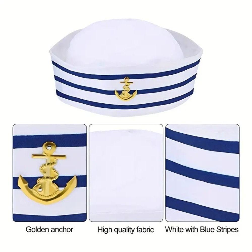 Boat Costume Yacht Captain Hat Dressing Up Navy Blue Sailor Ship Cap Role Play Comfortable Scarf Sailor Hat Costume Accessory