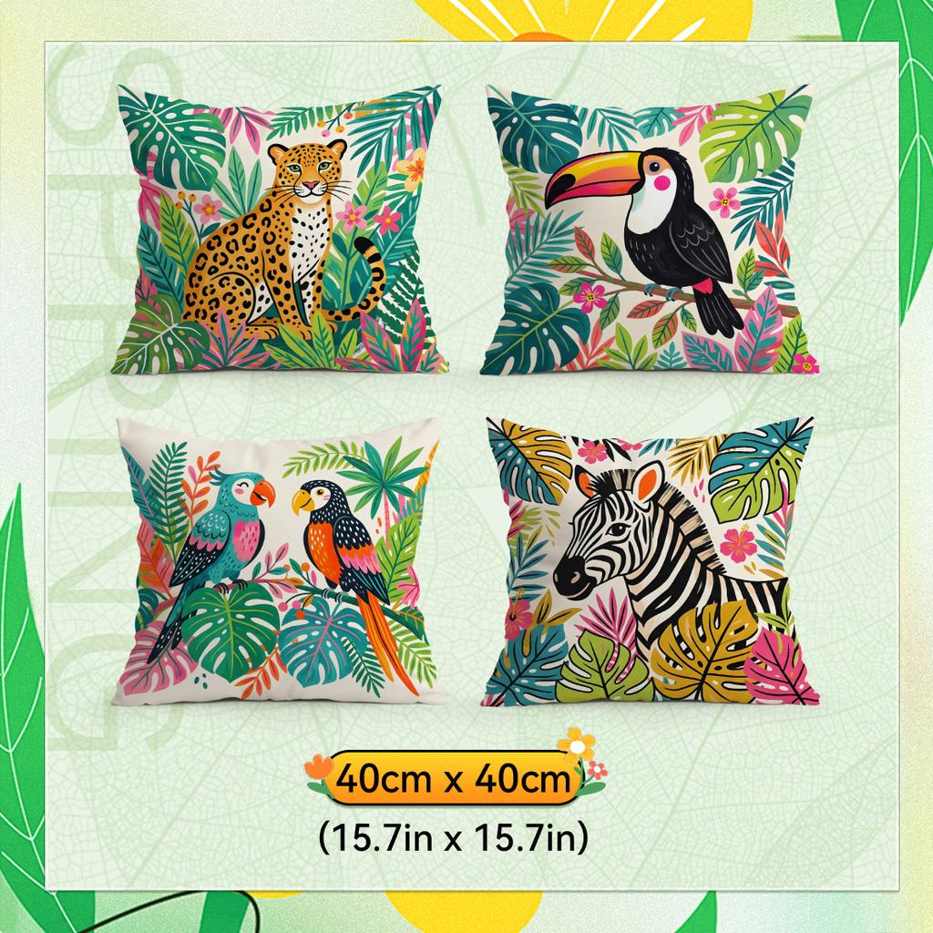 Toucans Leopards Zebras Pillowcase Printed Polyester 40/45/50Cm Throw Pillowcover Decorative Sofa Cushion Pillowslip Home Decor