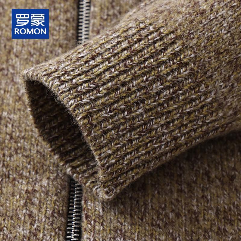 ROMON Men's 100% Wool Thick Knit Cardigan Sweater