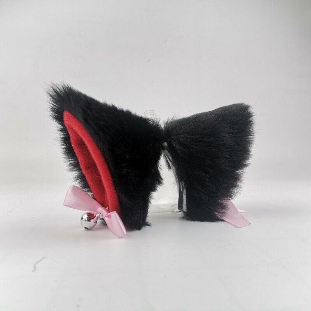 Touch Fastener Bow Cat Ear Decoration Plush Helmet Accessories Cute Cute Plush Stickers  Women