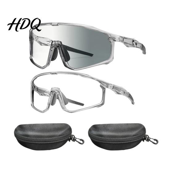 Wind Resistant Glasses 2Pcs Photochromic Polarized Cycling Glasses UV Protection Windproof Sunglasses