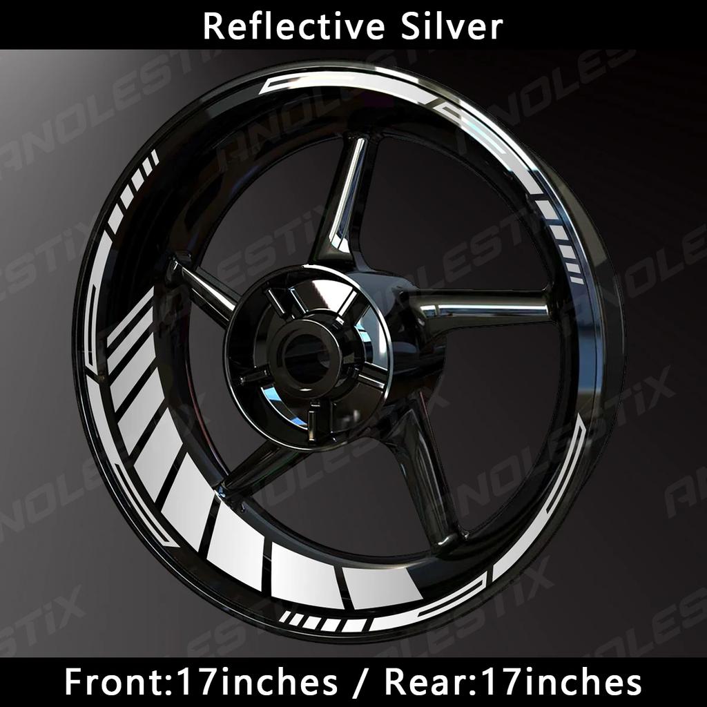 Reflective Motorcycle Wheel Stickers Hub Decal Rim Stripe 17 Inchs For YAMAHA Honda Kawasaki Suzuki BMW KTM Husqvarna Triumph