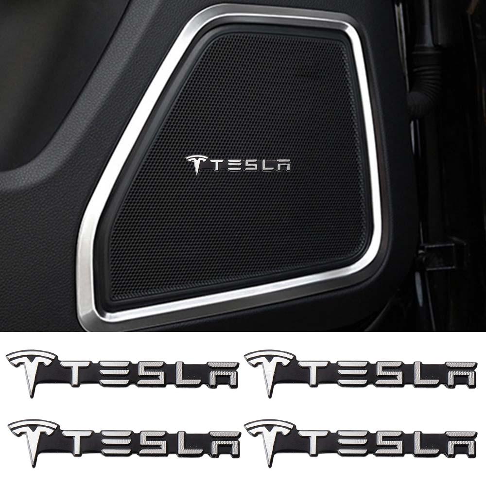 2/4Pcs Car Aluminum Badge Car Audio Decorate Sticker Accessories For Tesla Model 3 Model S X Model Y Roadster SpaceX Cybertruck