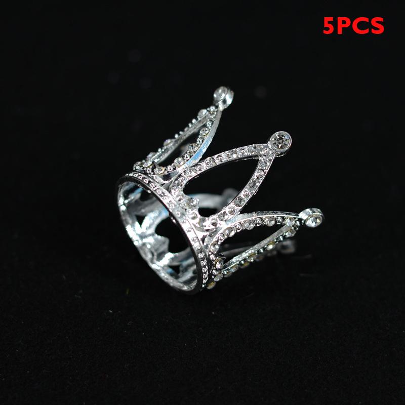 5Pcs Small Rhinestone Tiara Crown Cake Decoration Tiny Baby Crown Cake Topper For Flower Arrangements Birthday Wedding Decor