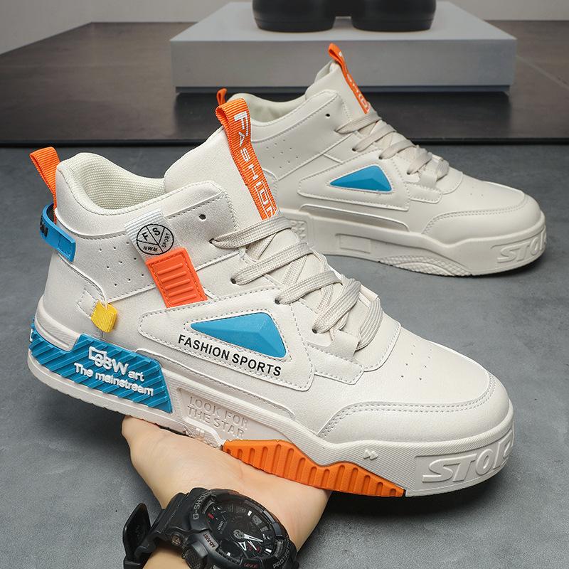 High-Top Autumn And Winter Board Shoes Guochao Comfortable Youth Sports Board Shoes Color Matching Fashion Trend Fried Street Men