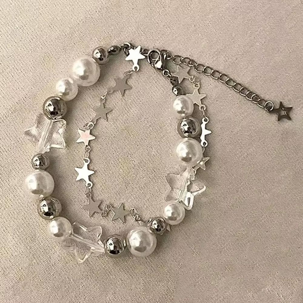 

Кристалл Звезда Пентаграмма Жемчужный Браслет из Бисера для Женщин Винтаж Эстетический Шарм Двухслойный Браслет-Цепочка Ювелирные Изделия Подарок
