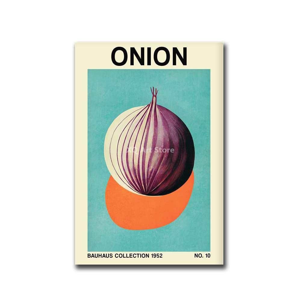 

Винтажный ботанический растительный принт, редис, лук, чеснок, капуста, холст, живопись, вегетарианский постер для кухни, ресторана, декор 40x50cm No Framed