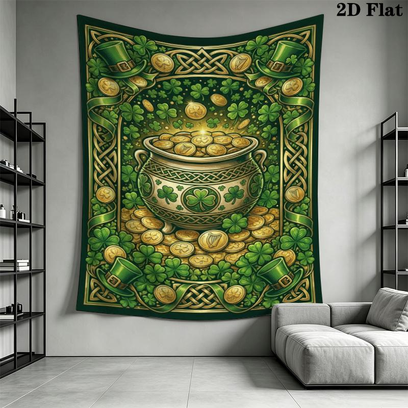 St.Patrick's Day Wall Tapestry Aesthetic Wall Hanging Printed Fabric Blanket Decorative Tapestries for Bedroom Living Room Home Decor