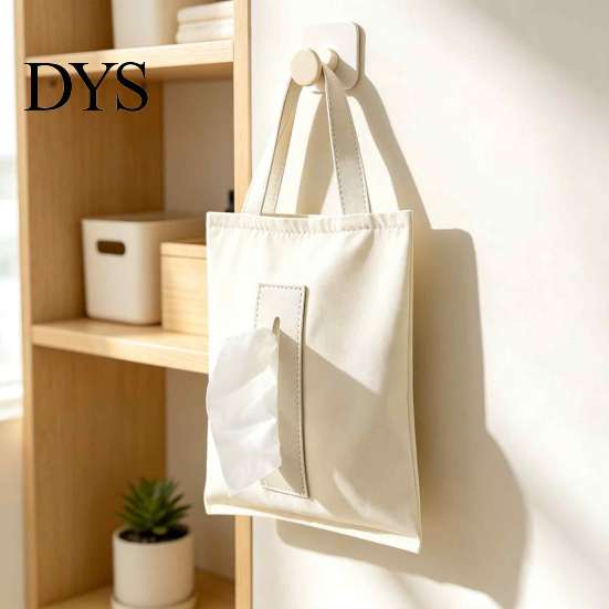 Durable Desk Napkin Box Hanging Canvas Tissue Box, Wall Mounted Paper Towel Holder Dispenser, Easy Refill Storage Organizer, for Home And Office