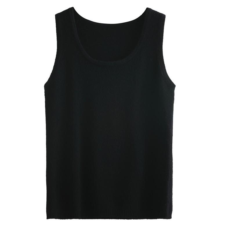 Women's Slim Fit Cashmere Spaghetti Strap Vest: Round Neck Sleeveless Knit Sweater for Autumn/Winter