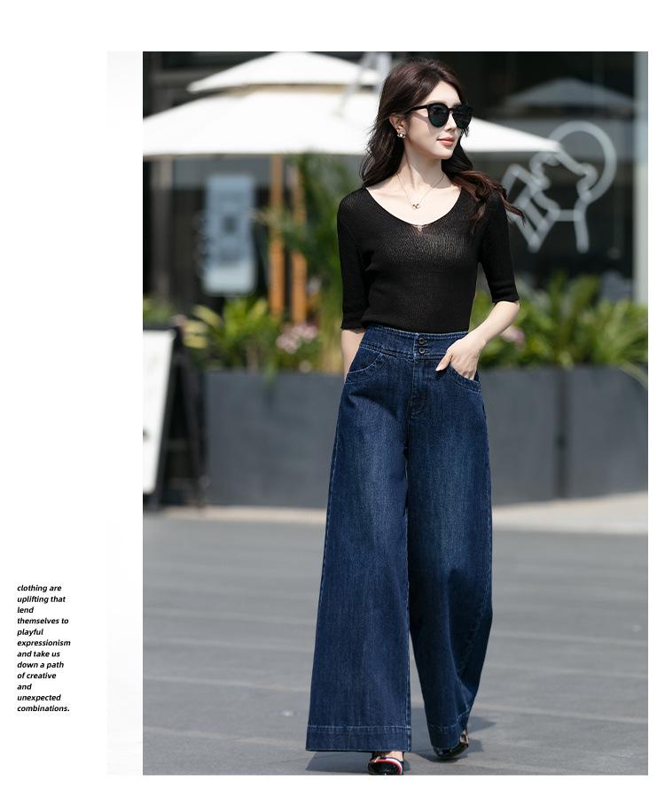 New Plus Size High-Waisted Wide-Leg Jeans for Women - Spring/Summer Loose, Slimming, 9/10 Length