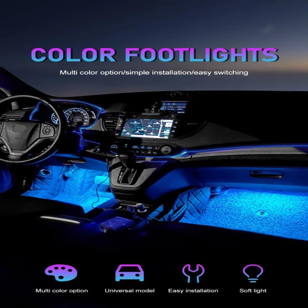 Plug And Play Car Interior Ambient Foot Strip Light USB Plug Ambience Night Light LED Spotlight