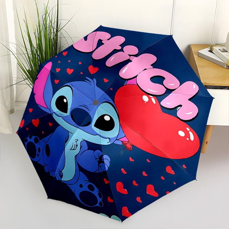 

Зонт Stitch с сердцем, автоматическое открытие и закрытие. Подходит для всех случаев, деловой зонт, унисекс, портативный, трехскладной, маленький