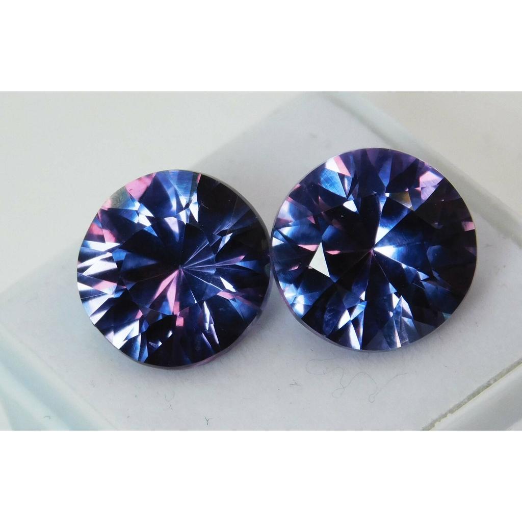 15 Ct Natural COLOR-CHANGE Alexandrite Round Shape CERTIFIED Loose Gemstone Pair
