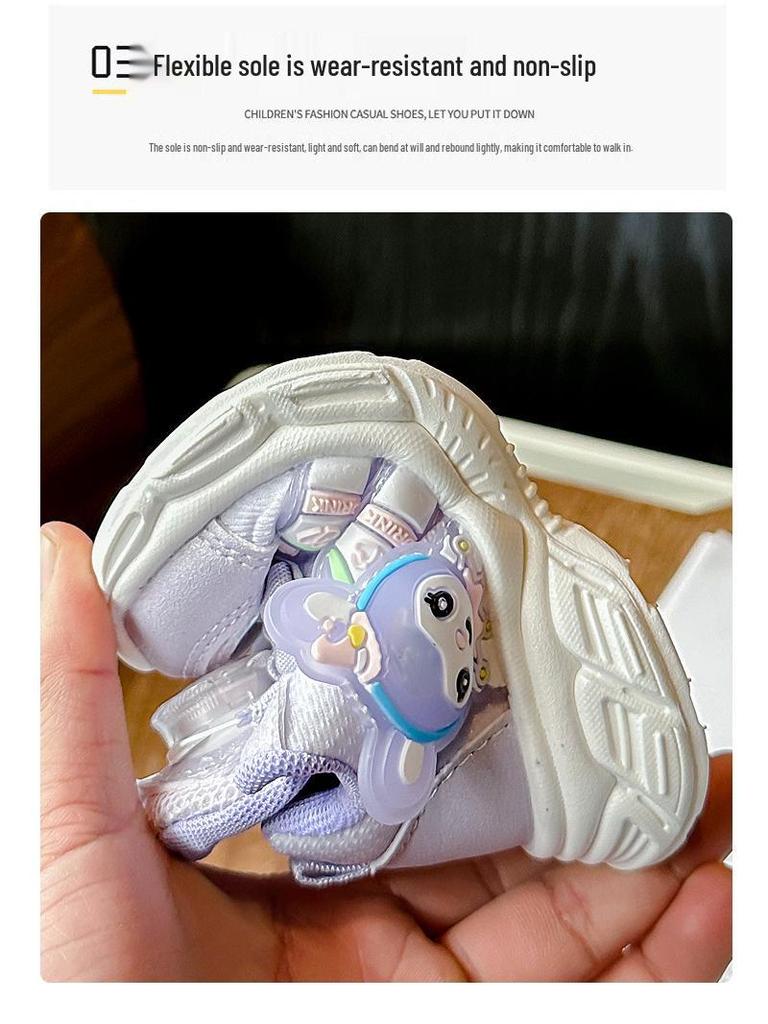 2025 Girls' Breathable Light-Up Sports Shoes: Soft Sole, Anti-Slip, Mesh Design for Spring/Autumn.