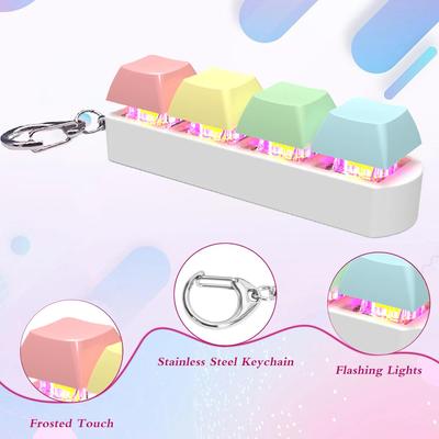 Tastatur Fidget Spielzeug mit LED-Licht Tastatur Fidget Schlüsselanhänger 4-in-1 Tastatur Dekompressionsknopf Stressabbau Fidget Geschenke