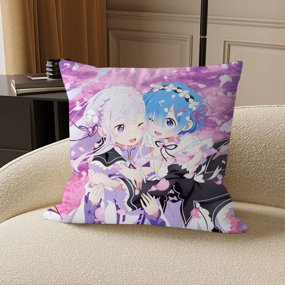 Anime R-Re-Zero Kudde Anime Kudde Soffsäng Huvudkudde Överdrag Kuddöverdrag 45x45 cm Mode