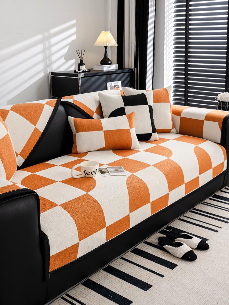 Bohemian Sofa Cover Geometry Plaid Cotton Universal Sofa Mat Towel for Living Room Non-Slip Sofa Cover Couch Cushion Slipcovers