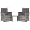VidaXL 3-tlg. Garten-Lounge-Set mit Kissen Poly Rattan Grau