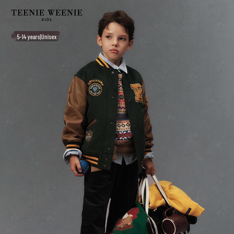 Teenie Weenie Kids Color-Block Baseball Collar Cotton Jacket 160