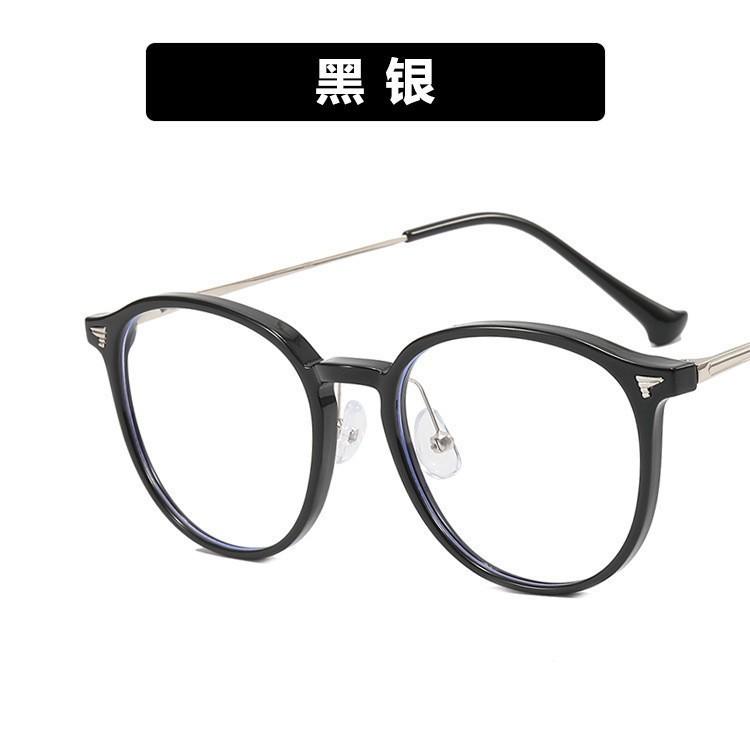 Myopia glasses retro glasses anti-blue light glasses plain flat glasses cold brown can be matched with degree round frame black frame
