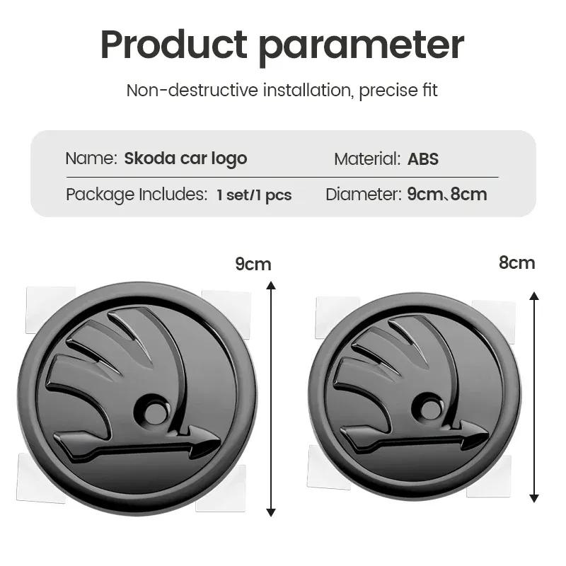 2Pcs 80mm 90mm Emblem For Skoda Fabia 1 2 Octavia A7 RS Superb Rapid Yeti Karoq Vision Car Head Front Rear Boot Tailgate Sticker