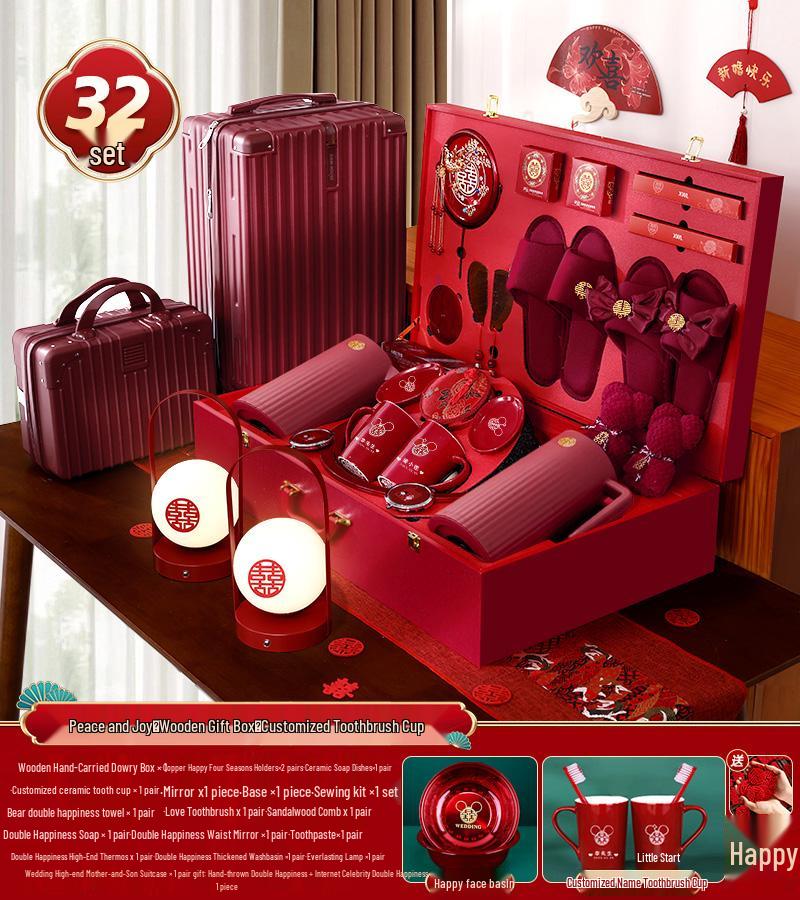 Bridal Dowry Box Set: Complete Red Wedding Toiletries & Gifts