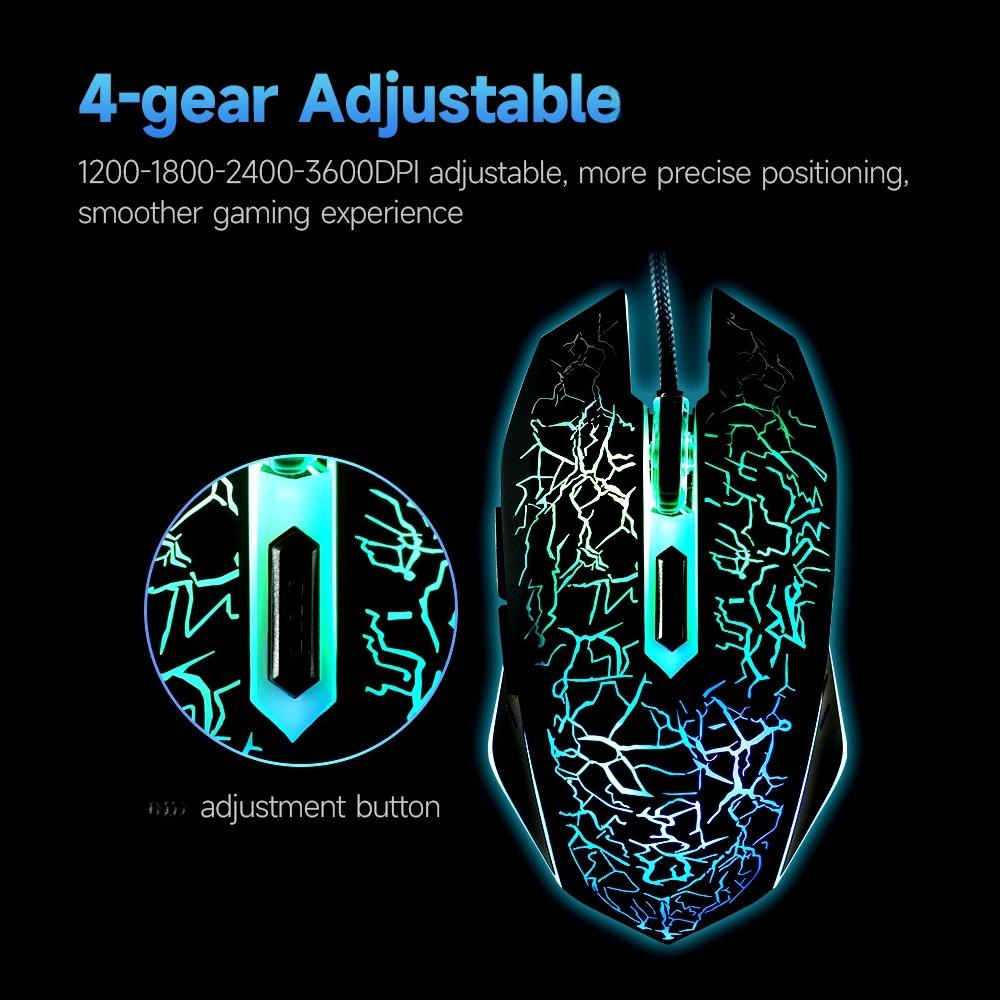 Wired Gaming Mouse Optical Mouse Game level Engine Colorful Breathing Light 4 gear Adjustable movement speed Ergonomic