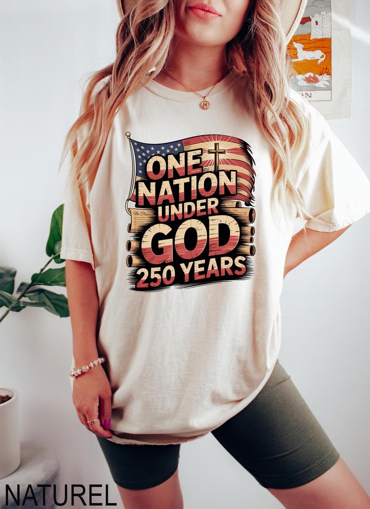 Christian Patriotic Shirt, One Nation Under God Tee, Faith Based Independence Day Shirt, Religious USA