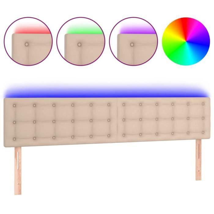 3121713 vidaXL LED Headboard Cappuccino 160x5x78-88 Cm Faux Leather