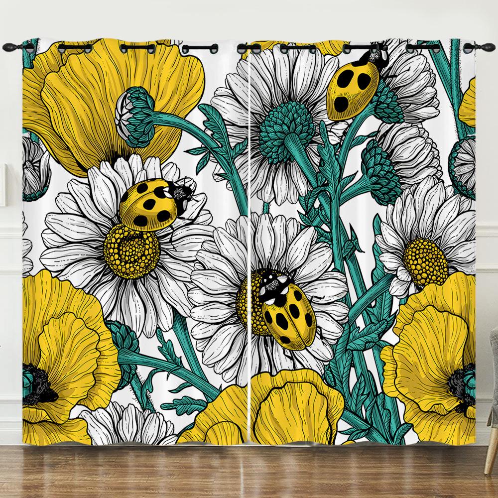 Vorhang Cartoon Käfer Tier Digitaldruck Verdunkelungsvorhang Ohne Bohren