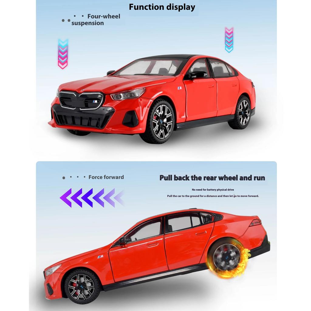 1/24 Scale BMW I5 M60 Xdrive Power Alloy Metal Diecast Model Car Sound and Light Simulation Collection Decorative Trendy Ornament Gift