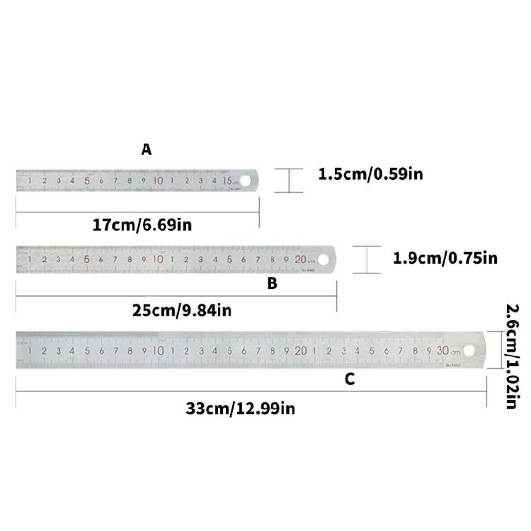 15/20/30cm Ruler Metal Ruler with Clear Scale Stainless Steel Ruler Straight Ruler Measuring Tool for Drawings