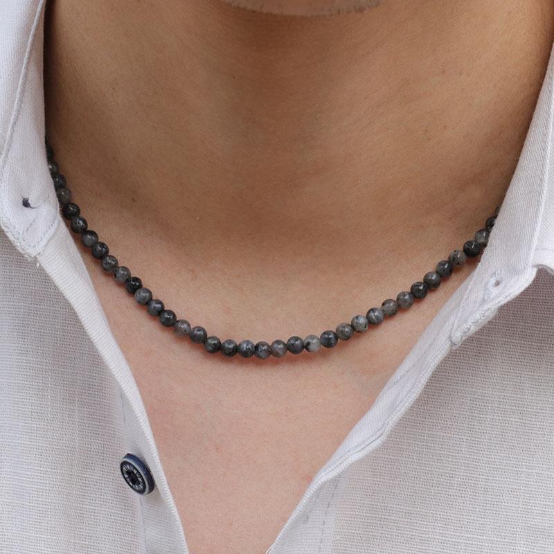 Collana girocollo unica da 18 pollici da uomo minimalista 4 mm pietra naturale collare regalo per fidanzato Hiphop Rock corta accessori per il collo