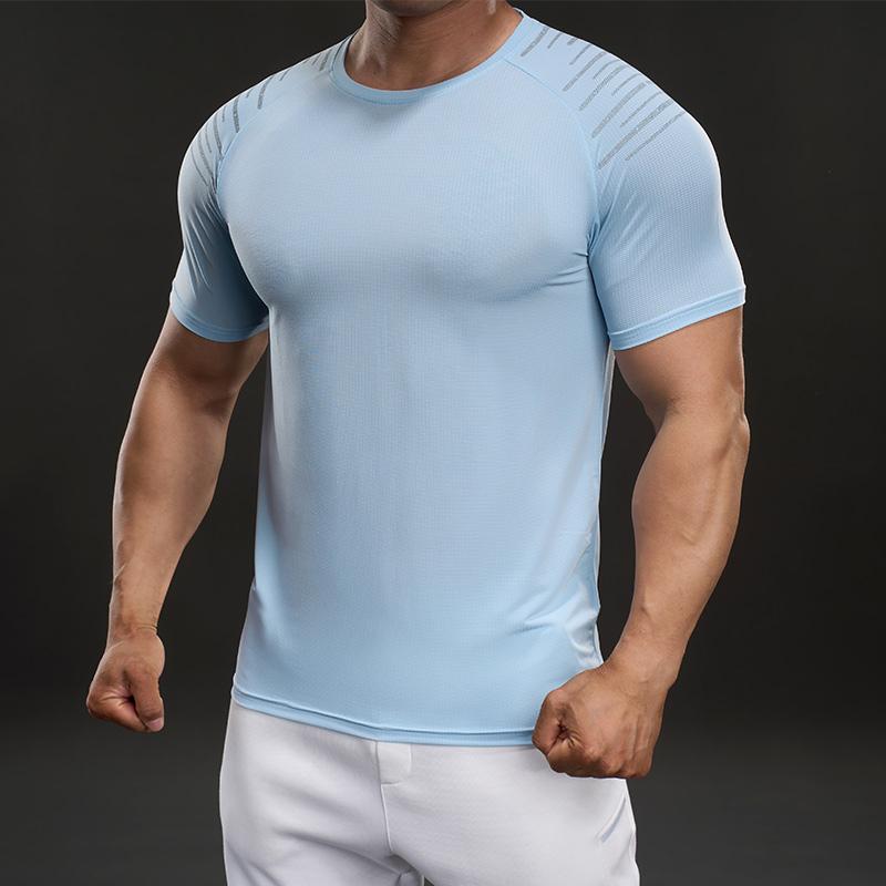586009 Summer 2025 American Style Casual Short-sleeved Fashion Sports Slim Elastic Fitness Outdoor T-shirt