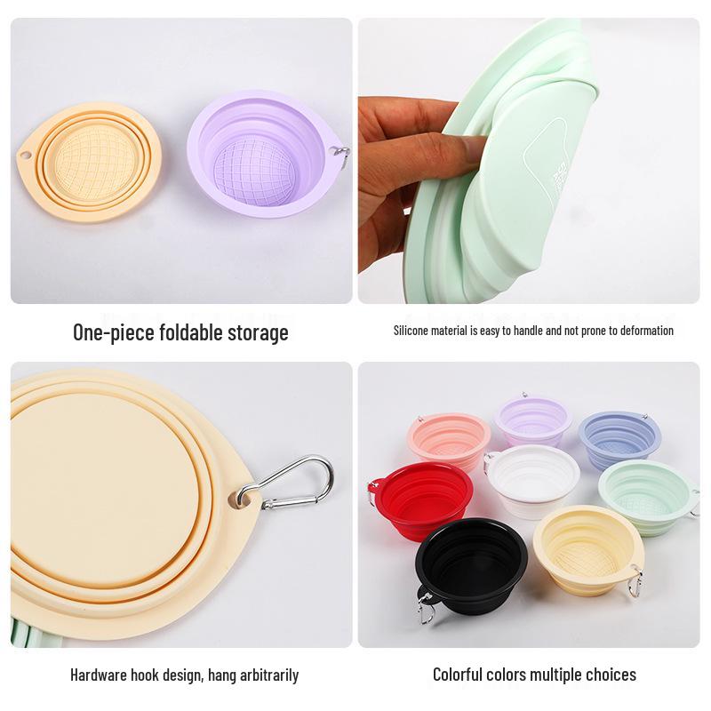In-Stock Portable Silicone Pet Feeding Bowl - Food Grade, Foldable for Dogs & Cats.