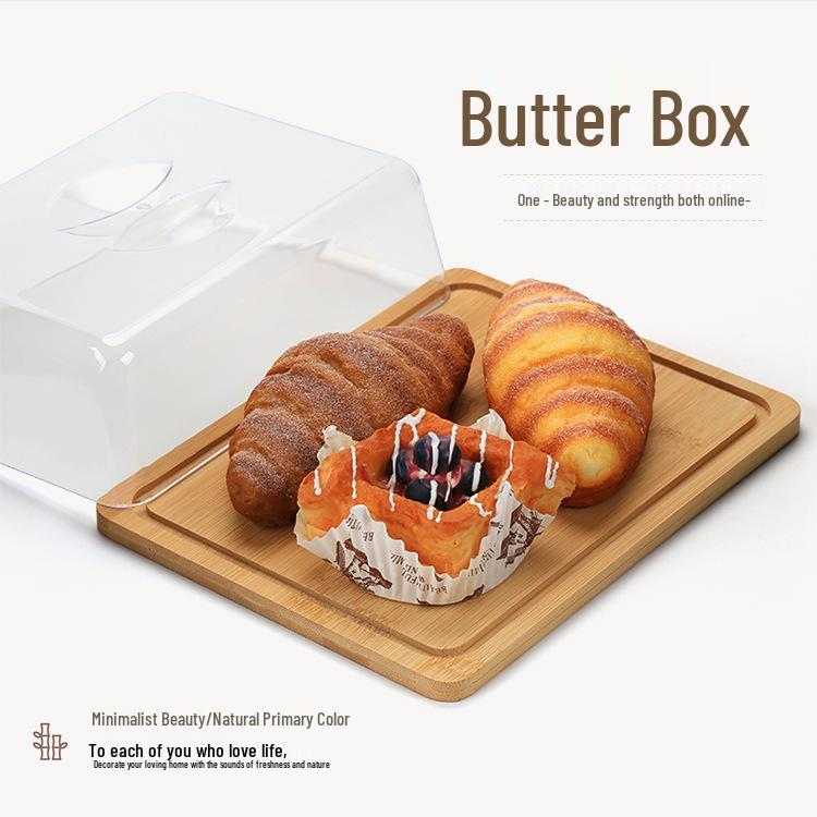 Bamboo Butter Dish with Lid - Cake & Cheese Storage Box