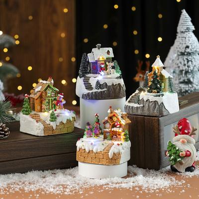 Elektrisches Weihnachtsmusik-Schneemannhaus LED-Lichter Dekorationen Leuchtendes beleuchtetes Haus Ornament Geschenke für Feiertagsdekoration