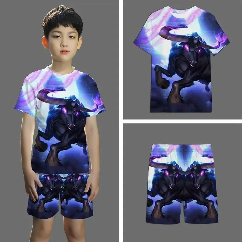 Kinder kurzarm shorts anzug 3D stereo sport anzug Student jugend und kinder shorts 2-stück set Sommer neuheit 2024