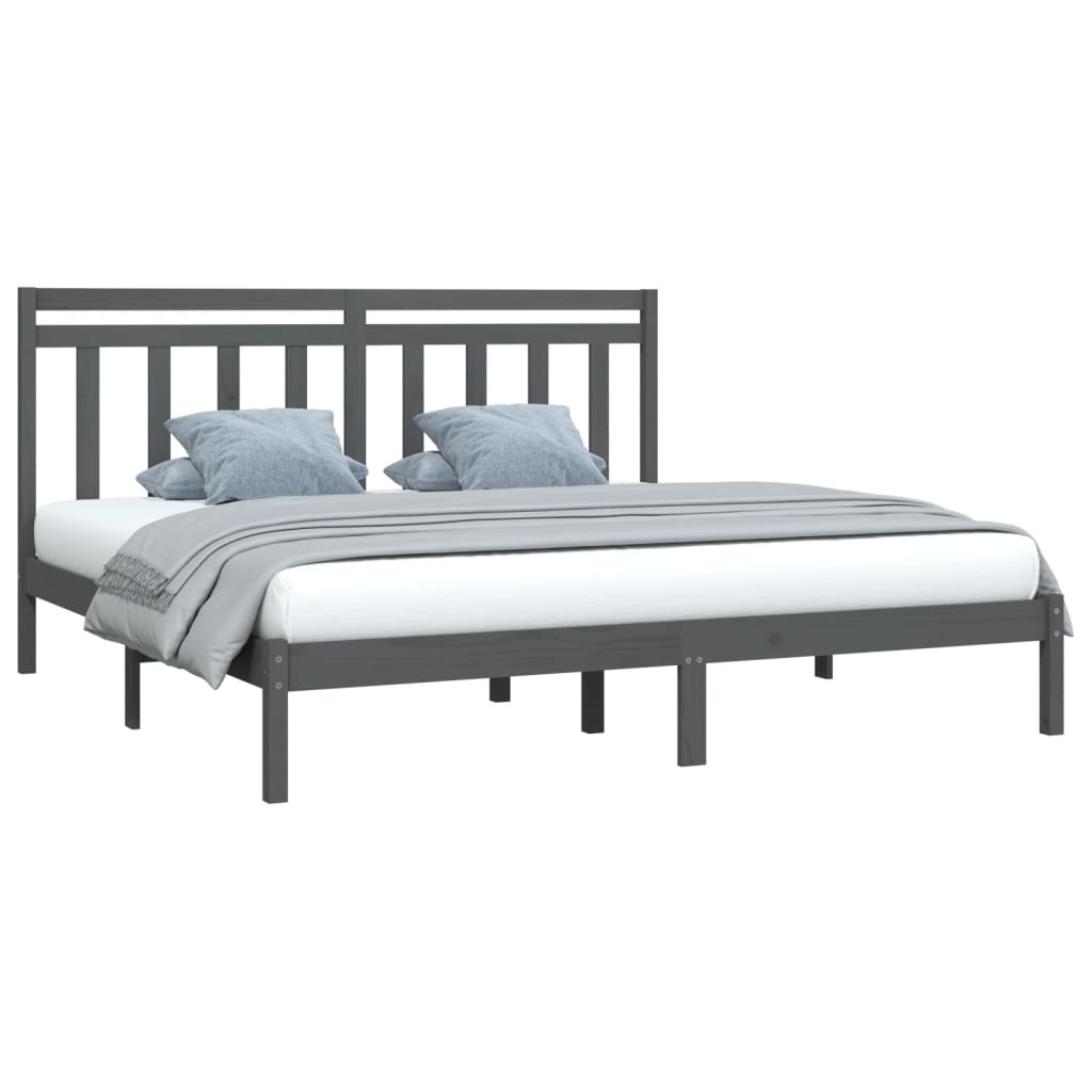Solid Wood Bed Gray 200x200 cm