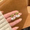 1Pair Sweet Bow Bell Orchid Stud Earrings For Women Girls Elegant Exquisite Versatile Advanced Sense Bowknot Earrings Jewelry