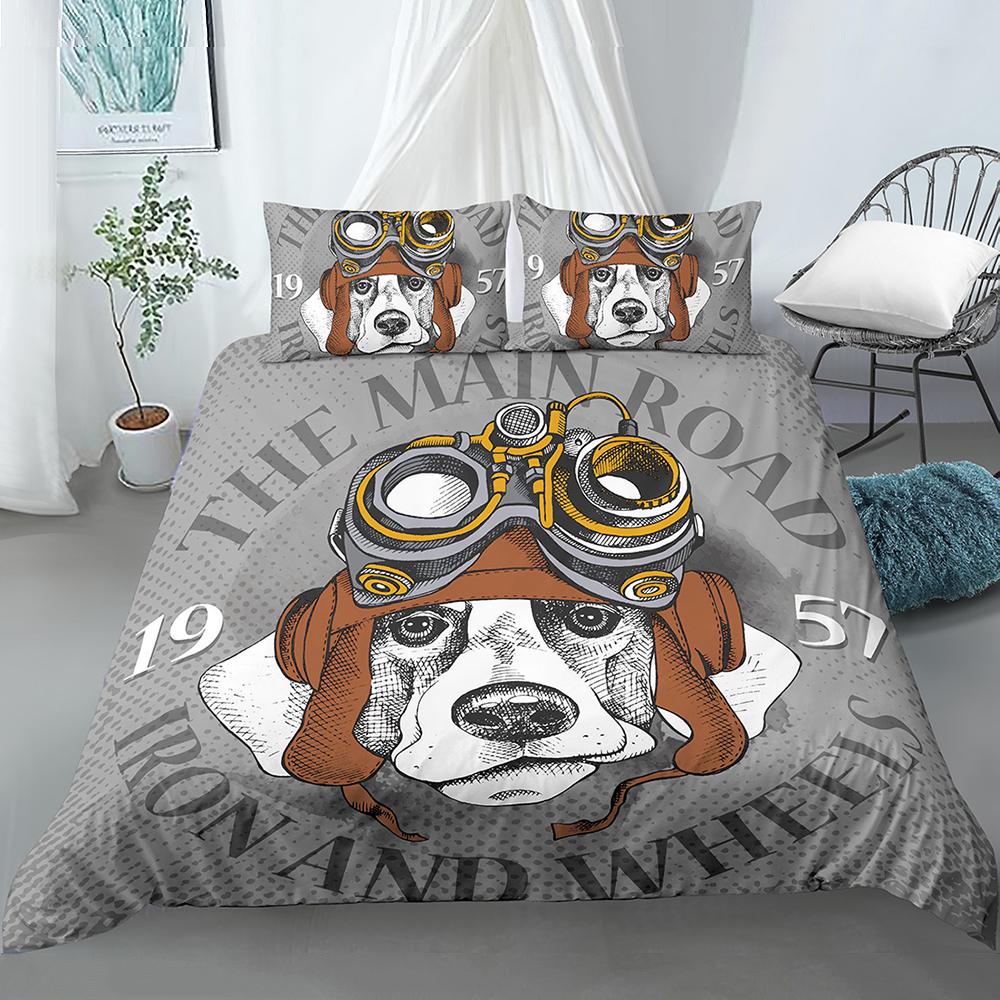 Cartoon Dog Duvet Cover King Queen Funny Pet Puppy Head Printed Bedding Set For Kids Teens Adults Animals Polyester Quilt Cover