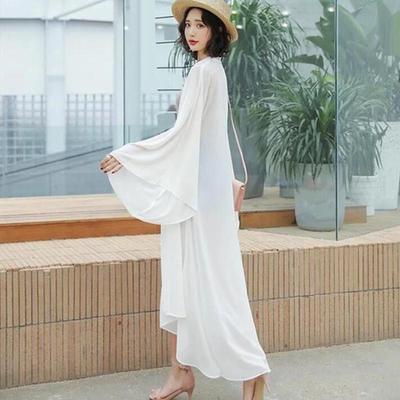 Women's Long Chiffon Cardigan Summer Thin Sun Protection Air Conditioning Shirt New Stylish Age-reducing Hanfu Shawl Outer Wear