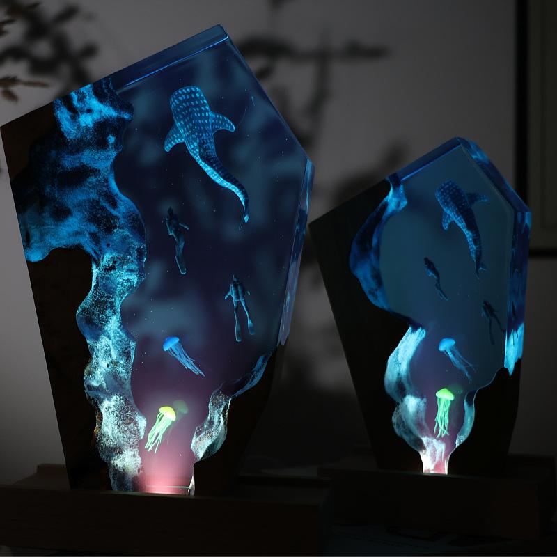 NEW Dolphin Diver Resin Lamp Marine Art Home Decoration Craft High-end Atmosphere Decorative Piece Special Gift