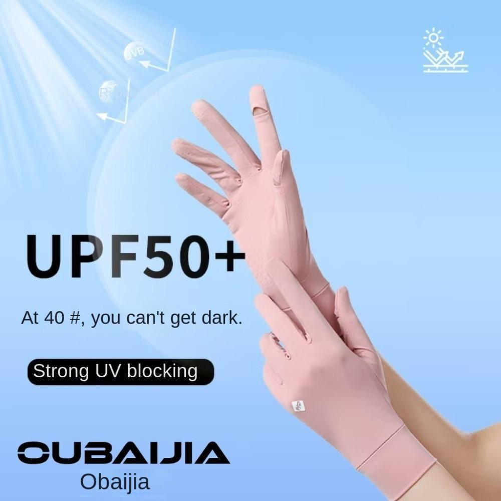 Silicone Anti Slip Ice Silk Riding Gloves Anti-UV Summer Driving Mittens  Summer